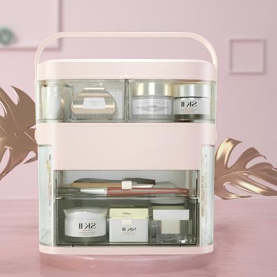 China High Capacity Stored Desktop Cosmetic And Jewelry Storage Make Up Plastic Fang Nail Charm Storage Box for sale