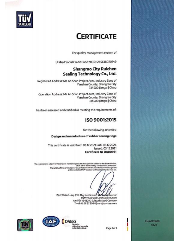 ISO9001 - SHANGRAO RUICHEN SEALING CO.,LTD