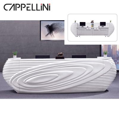 China (Other) Factory Wholesale Price Customized Adjustable Modern Lobby Desk Reception Desk Solid Wood White Front Service Counter for sale