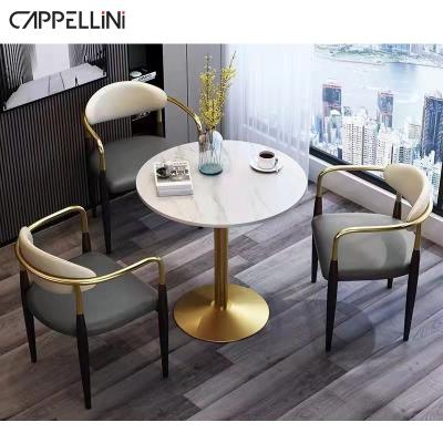 China Small convertible modern lightweight luxury table cafe milk table coupled chair sales reception leisure round table for sale