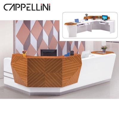 China Unique Shape Office Furniture Paint (Other) High Quality Adjustable Reception Desk Curved Front Desk Reception Counter for sale