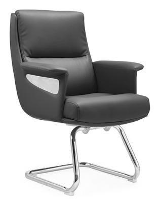 China Black Leather Office Chair Swivel Conference Office Revolving Chair With Wheels for sale