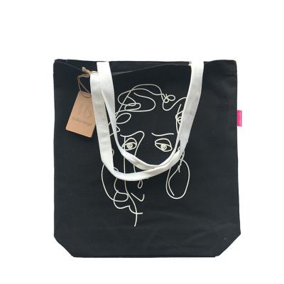 China Handed Long Handle Plain Canvas Tote Bags For College Heavy Duty Medium Size for sale