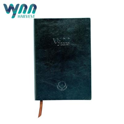 China PU Leather Paper Custom Hardcover Notebook Black / Ivory White Color 256 Pages for sale