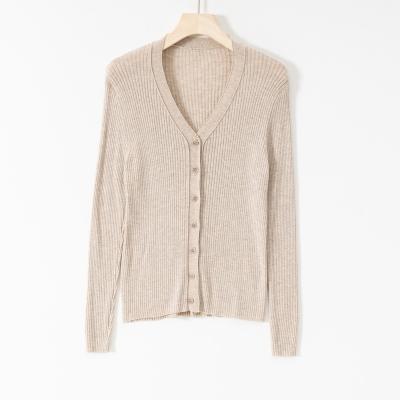 China Hot Sale Anti-Wrinkle Knitted Lady Cardigan V-neck Sweater For Anti-Shrinkage Women for sale