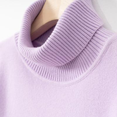 China New Design Winter 2023 Anti-Wrinkle Turtle Neck Women's Oversized Sweater Elegant Casual Warm Purple Color Long Sleeve for sale