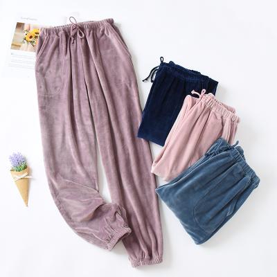 China Breathable Velvet Pants For Women Spring And Autumn Winter Island Velvet Warm Bases Home Wear Small Feet Long Bottom Pajamas Pants for sale