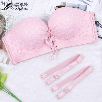 China Blue Black White 70 Pink Lace Bra Lift Up Bra B Cup Women Anti-Static Wire Free Bra Underwear 75 80 85 for sale