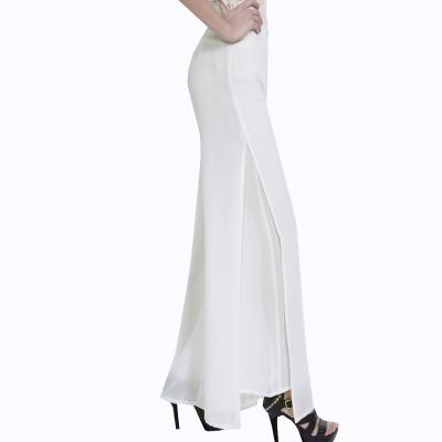 China Women QUICK DRY Chiffon Palazzo Wide Leg Pants High Waist Lady Loose Side Split Straight Slim Pants for sale