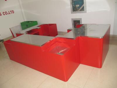 China Standard Supermarket Checkout Counter Red For Front Service Desk Use for sale