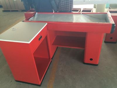 China Red Left Standard Checkout Counter With Color Powder Coating for sale