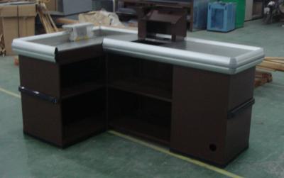 China Customized Hyper Market Cashier Counter Desk With PVC Angle for sale