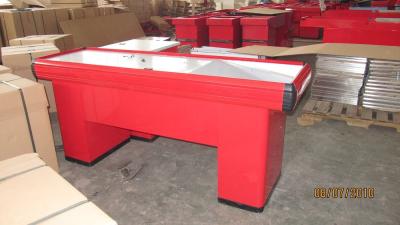 China Motored Left Standard Checkout Counter Red 2000L*1200W*850Hmm for sale