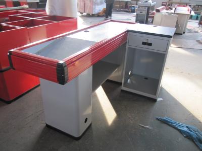 China Red Aluminum Bumper Cash Counter Table, Simple Retail Checkout Counter for sale