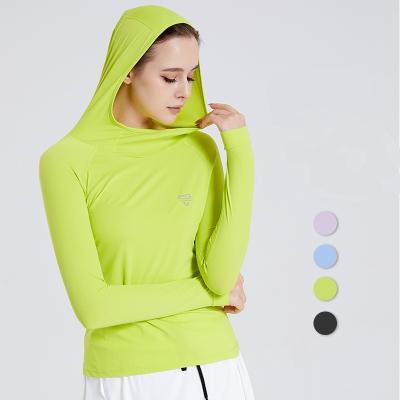 China Breathable/Anti-UV/Sunscreen Plus Size Hoody Summer Fitness Outdoor Sportswear Running Quick Drying Women's Workout T-shirt Thin Top Sunscreen Breathable for sale