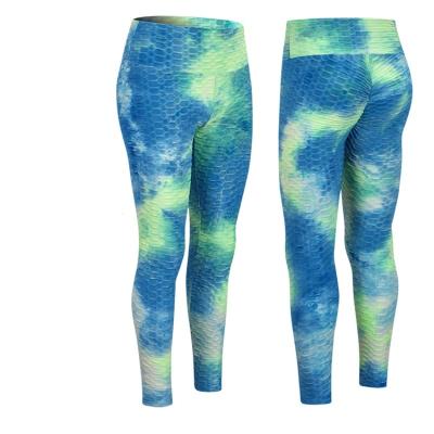 China Plus Size Fitness Gym Ladies Breathable Stretch Tie Dye Four Way Leggings Seamless Fitness Yoga Pants Sports Sportswear Women for sale