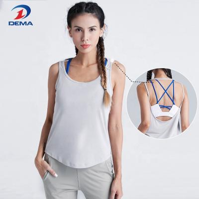 China OEM Breathable Custom Yoga Tank Top Running Women Fashion T-shirt Sleeveless Wear for sale