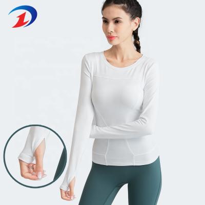 China New Type Breathable Women Sports Fitness Outdoor Clothing Long Sleeve Yoga T-shirt Gym Quick Dry Tops With Thumb Holes for sale