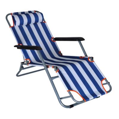 China Hot Sale Aluminum Foldable Lawn Outdoor Adjustable Beach Sofa Folding Chair Camping Bed With Pillow for sale