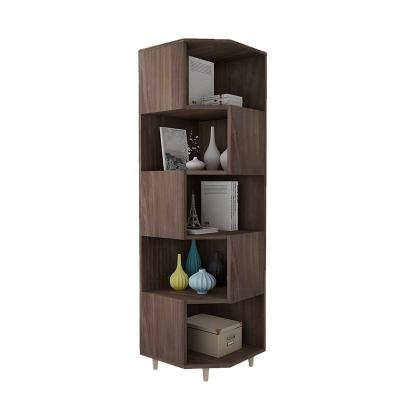 China Living Room Household Storage Tiered Shelf Solid Wood Corner Bookcase for sale