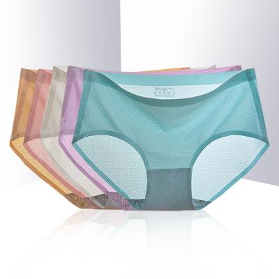 China Antibacterial Mesh Summer Women's Seamless Women's Panties Underwear Ice Silk Solid Color Lingerie Brief Cool Comfortable Cool Nylon One-Piece Hot for sale