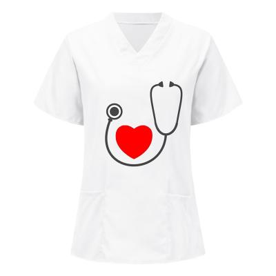 China Best Hospital Quality Doctor And Nurses White Uniforms Scrub Uniform For Women Tops for sale