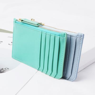 China Fashion Genuine Nappa Color Fashion Card Holder Zipper Leather Wallet Undamaged for sale