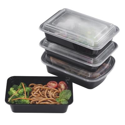 China 58 Ounce Eco Friendly Microwavable Healthy Black Plastic Lunch Prep Containers Out Of Bento Lunch Boxes pp Disposable Food Containers for sale