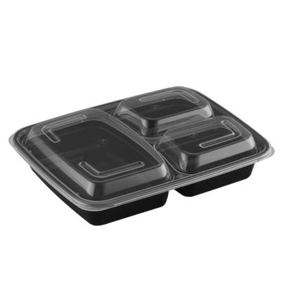 China Microwavable Stackable Meal Prep Containers 3 Compartment With Lids Food Storage Bento Box Thermal Plastic Disposable Food Container for sale