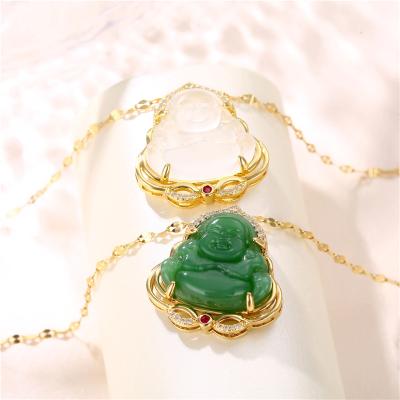 China Charm White Green Natural Religious Jade Pendant Jewelry Necklace Pendant from Jade Laughing Buddhas Carnelian Agate Buddha for sale