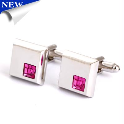 China Promotions Gifts Jewelry Shirt Cufflinks For Men High Quality Showmanship Cufflinks Value Brand Pink Crystal Cuff Links for sale