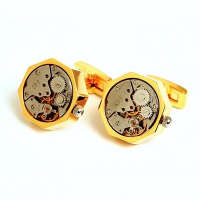 China Brass Gold Plated Mechanical Cufflinks Watch Movement for sale