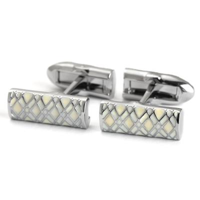 China Luxury Wholesale Jewelry White Plating Square Shape White Enamel Metal Cufflinks For Men Women Gift Party for sale