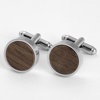 China Fashion Wooden Cufflinks French Shirts Cufflinks Textile Custom Wood Cufflinks for Men's Shirts for sale