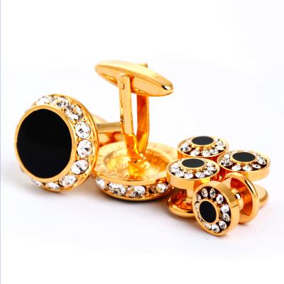 China ALLOY new gold plated diamonds cufflinks studs high quality metal buttons cufflinks and studs sets best man silver buttons for sale