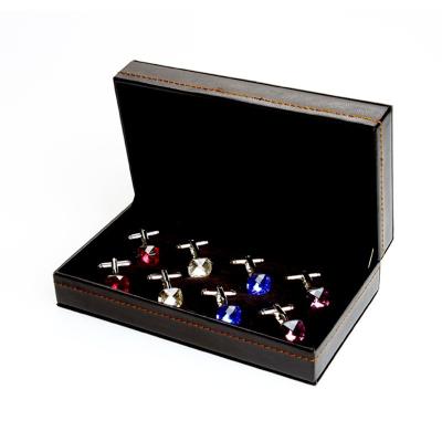 China High Quality Leather Cufflinks Box Jewelry Leather Carrying Case MOQ=1 for sale