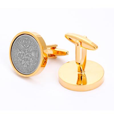 China Custom Stainless Steel Metal Cufflinks Coins Metal Holder Personalized Cufflinks for sale