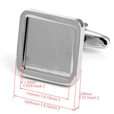 China Square Stainless Steel Cufflinks Blank DIY Custom Cufflinks Holder for sale