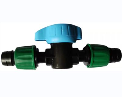 China Hot Selling Mini Open And Close Quarter Turn Drip Tape Connector Ball Valve Smooth Coupling For PP PE Tape for sale