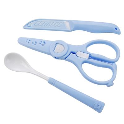 China Cutting Food For Kitchen Wholesale Portable Food Cutter Baby Food Safety Ceramic Scissors Set With Cover And Plastic Box for sale