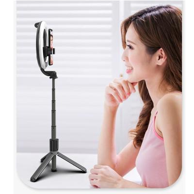 China ABS+ Aluminum Alloy Mini Blue Portable Handheld Foldable Tooth Tripod Wireless Selfie Stick with Self Timer Fill Light for Smartphone for sale