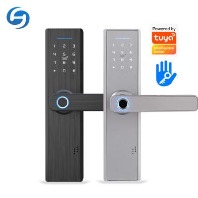 China New design app card password apartment/wifi tuya TT lock Huiyou X1 office/home fingerprint keyless entry smart door locks for sale