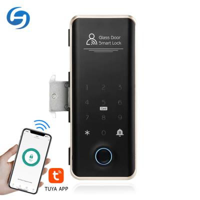 China Apartment/smart office tuya lock Huiyou 918T office/home app ttlock automatic digital biometric fingerprint glass door lock for sale