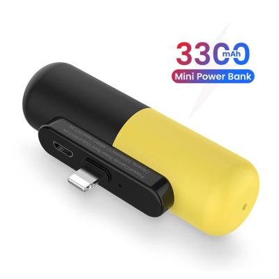 China Carry Low Price Mini Capsule Power Bank Easy Fast Charging Portable Charger 3300mAh M02 Mini Power Bank External Battery for sale