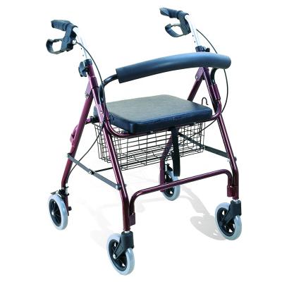 China Aluminum Frame Steel Wheelchair Adult Walking Disability PU And Disability Walker With Seat Labor Rescue Rollator With Basket for sale