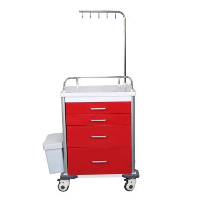 China Contemporary Cheap Mobile Medical Crash Cart Plastic Hospital Drugs ABS Emergency Medicine Trolley For Clinic for sale