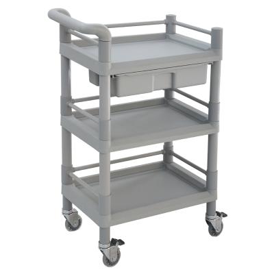 China 1 Drawer ABS Plastic Salon Trolley Metal Trolley Service Cart Salon Medication Trolley Stand For Nursing Homes for sale