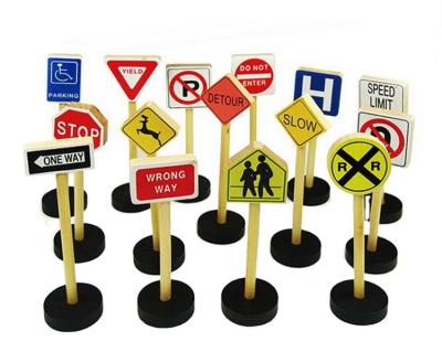 China First Eco-Friendly Education Road Wooden Street Signs Track Accessories For Train Sets Wooden Street Signs For Train Sets for sale