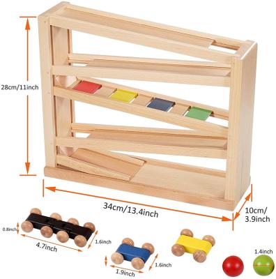 China Wooden Wooden Baby Toys Car Ramp Runner Track Early Education Toys with 3 Wooden Cars for 3 4 5 Year Old Boy and Girl Gifts zu verkaufen