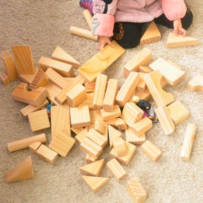 China Construction Toy Preschool Indoor And Outdoor Play Set Wooden Toys 64pcs Pinewoodn Blocks zu verkaufen